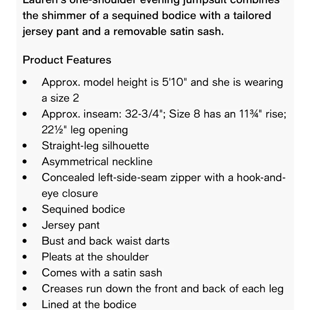 Ralph Lauren One Shoulder Sequin Bodice Jumsuit - Picture 7 of 7